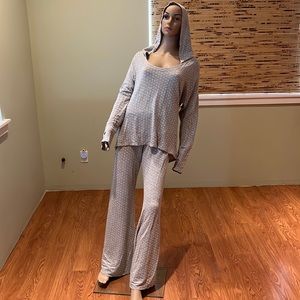 Michael Lauren Gray With White Raised Dots Active Wear Set Size M